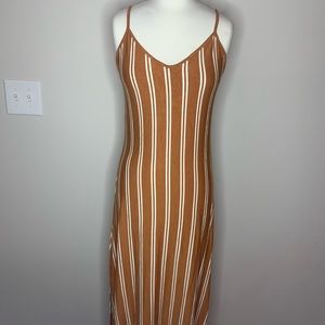 Forever21 Orange and White Striped Maxi Dress